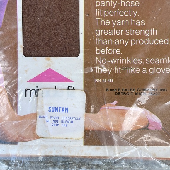 Miracle Fit Best Ever Vintage Womens Pantyhose Nylons Tights Suntan NEW NOS - Picture 5 of 6